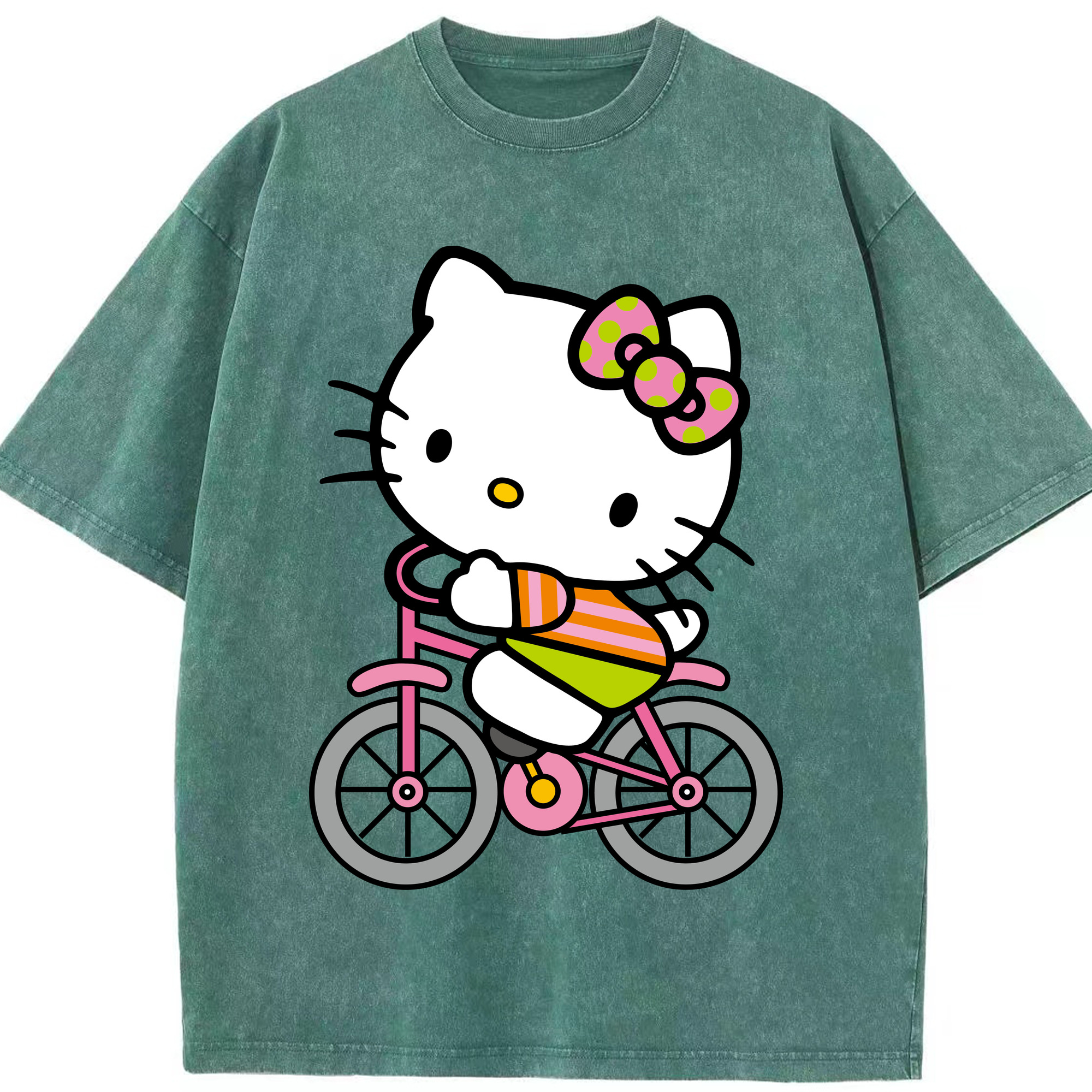（画像用） Hello Kitty ハローキティ 綿100% ヴィンテージ風 半袖Tシャツ（フロントプリント）